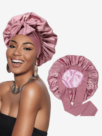 カメオピンクスリープキャップ ボウ 通気性 ボウ ナイトボンネット ヘア用