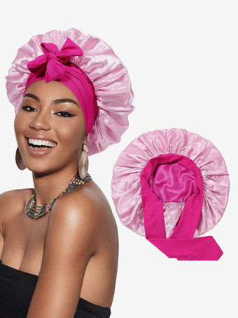 ピンクスリープキャップ ボウ 通気性 ボウ ナイトボンネット ヘア用