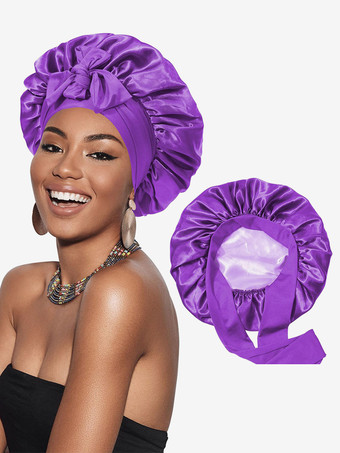 モーブ スリープキャップ ボウ 通気性 ボウ ナイトボンネット ヘア用