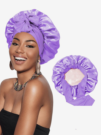 ラベンダーカラースリープキャップ ボウ 通気性 ボウ ナイトボンネット ヘア用