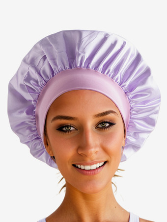 バイオレットスリーピングキャップ ソリッドカラー ナイトボンネット ナチュラルヘア用