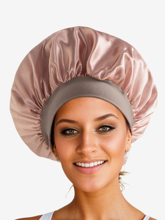 ピンクゴールドスリーピングキャップ ソリッドカラー ナイトボンネット ナチュラルヘア用