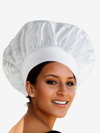 ホワイト スリーピングキャップ ソリッドカラー ナイトボンネット ナチュラルヘア用