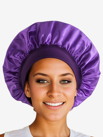 モーブ スリーピングキャップ ソリッドカラー ナイトボンネット ナチュラルヘア用