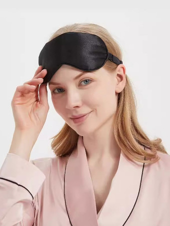 ブラック シルクスリープマスク 調節可能な遮光アイマスク 夜間用