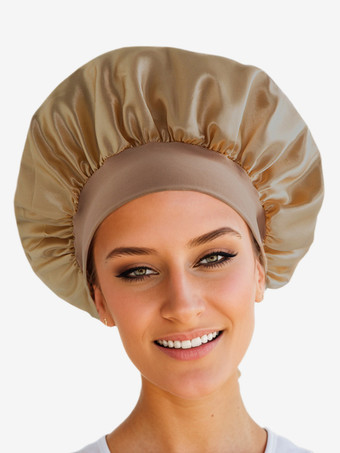 ゴールド スリーピングキャップ ソリッドカラー ナイトボンネット ナチュラルヘア用