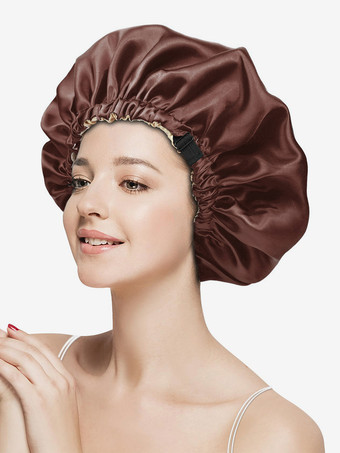 Marrone Cuffia da notte elastica traspirante per capelli ricci