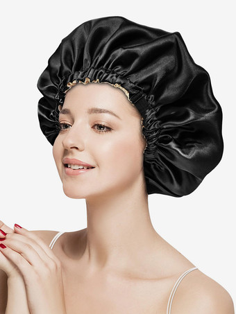 Nero Cuffia da notte elastica traspirante per capelli ricci