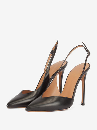 レディース ドレスパンプス スリングバックデザイン ポインテッドトゥ ハイヒール