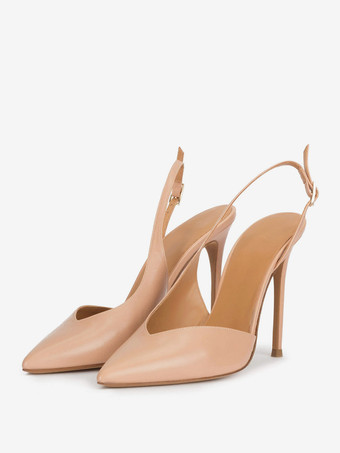 レディース ドレスパンプス スリングバックデザイン ポインテッドトゥ ハイヒール