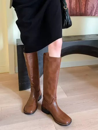 Flat brown riding boots best sale