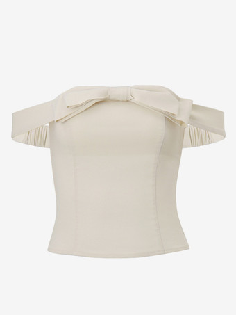 ブラウス バトーネック リボン エレガント オープンショルダー レディース トップス
