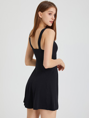 スポーツドレス Uネック ノースリーブ ライクラ スパンデックス バックレス アクティブウェア レディース