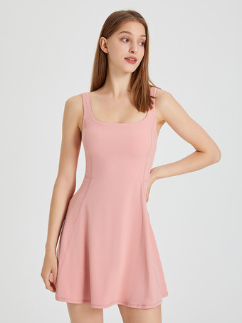 スポーツドレス Uネック ノースリーブ ライクラ スパンデックス バックレス アクティブウェア レディース