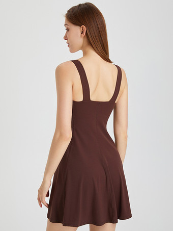 スポーツドレス Uネック ノースリーブ ライクラ スパンデックス バックレス アクティブウェア レディース