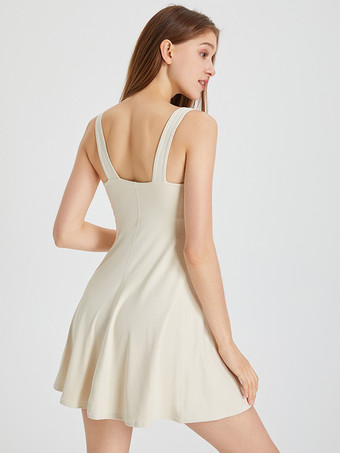 スポーツドレス Uネック ノースリーブ ライクラ スパンデックス バックレス アクティブウェア レディース