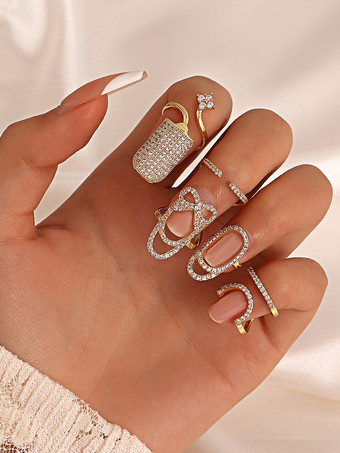 ゴールド スパークルリング ラインストーン シックなドレスリング