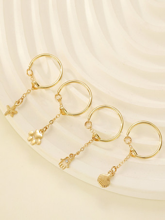 リング ヒトデ シェル パームソール カットアウトリング ペンダント付き 4点セット