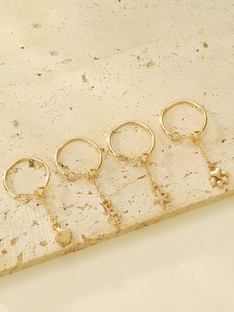 リング ヒトデ シェル パームソール カットアウトリング ペンダント付き 4点セット