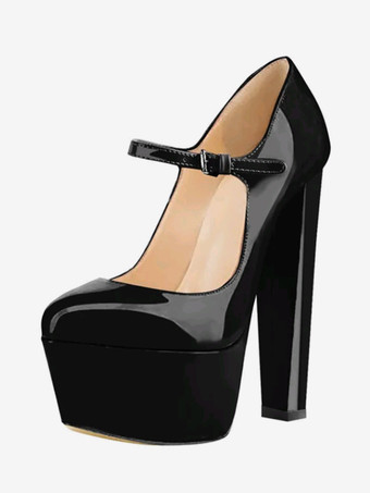 ブラックゴールドレディース レッド ハイヒール パンプス セクシー プラットフォーム スカイハイ メリージェーン シューズ