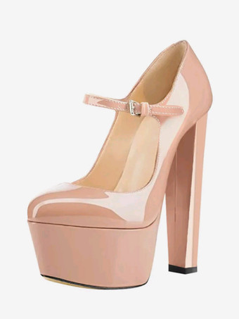 肌色レディース レッド ハイヒール パンプス セクシー プラットフォーム スカイハイ メリージェーン シューズ