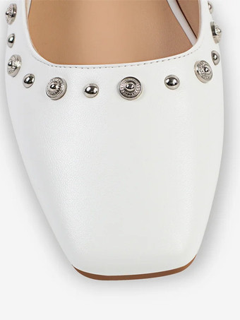 Escarpins plats à clous pour femmes ballerines à bout pointu et bride à la cheville