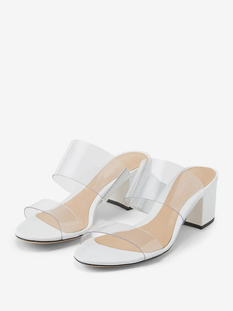 Ciabatte con sandalo da donna punta aperta sandali con tacco a forma di cucciolo