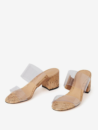 Ciabatte con sandalo da donna punta aperta sandali con tacco a forma di cucciolo