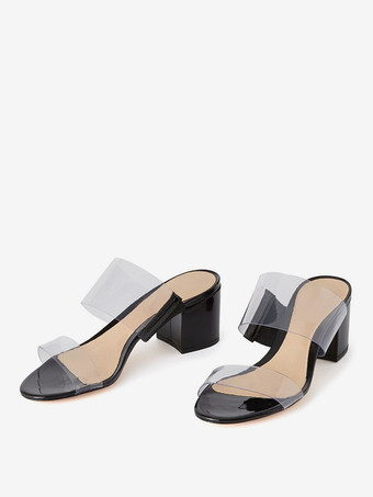 Ciabatte con sandalo da donna punta aperta sandali con tacco a forma di cucciolo