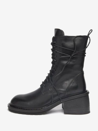 ブラック レディース ブラック アンクルブーツ レースアップ ラウンドトゥ フラット ブーティ