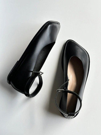 レディース バレエ フラット デザイン つま先 アンクル ストラップ バレリーナ フラット シューズ