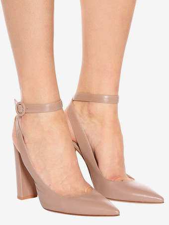 ブラック ハイヒール パンプス スリングバック ポインテッドトゥ アンクルストラップ ドレスシューズ