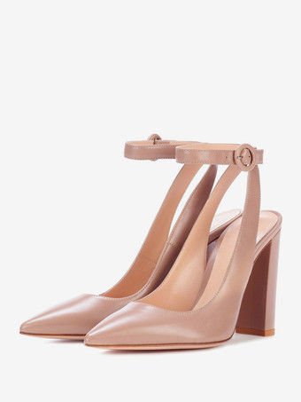 ブラック ハイヒール パンプス スリングバック ポインテッドトゥ アンクルストラップ ドレスシューズ