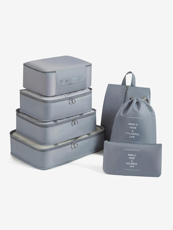 グレイ旅行用オーガナイザー ガーメントバッグ 収納スーツケースセット