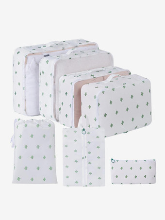 ホワイト 旅行用オーガナイザー ガーメントバッグ 収納スーツケースセット