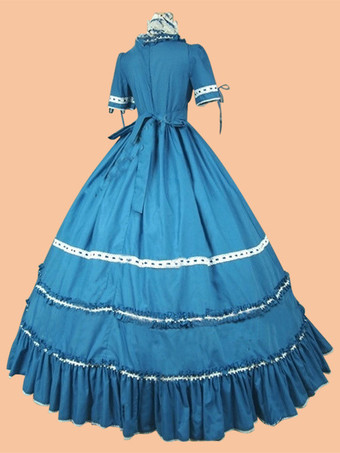 ダークネイビー レトロコスチューム レディース レースアップ リボン ポリエステル チョーカードレス レトロ マリーアントワネット コスチューム ヴィンテージ クロージング