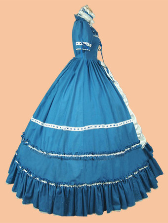 ダークネイビー レトロコスチューム レディース レースアップ リボン ポリエステル チョーカードレス レトロ マリーアントワネット コスチューム ヴィンテージ クロージング