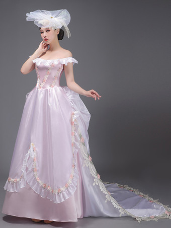 ライトピンクのレトロコスチューム 花柄 ポリエステル帽子 レディース ウエスタン マリーアントワネット コスチューム ヴィンテージ 衣類