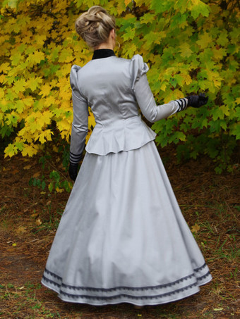 ライトグレー レトロ チューダー ドレス コスチューム レディース マリーアントワネット コスチューム レース ポリエステル セット スカート トップ レトロ ヴィンテージ クロージング