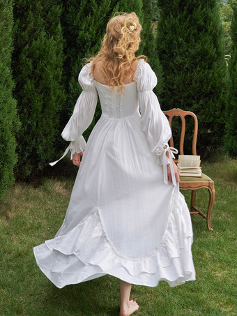 ブラック レトロ コスチューム レディース フリル ティアード コットン ブレンド ドレス マリー アントワネット コスチューム ウエスタン ヴィンテージ クロージング