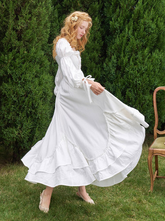 ブラック レトロ コスチューム レディース フリル ティアード コットン ブレンド ドレス マリー アントワネット コスチューム ウエスタン ヴィンテージ クロージング