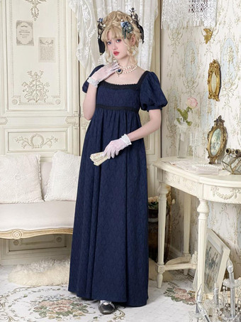 ダークネイビーピンクのレトロコスチューム レースコットンブレンド マリーアントワネットコスチューム ジャカードドレス レディース ウエスタン ヴィンテージ クロージング バーガンディ