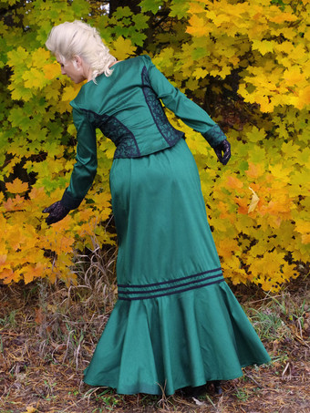 ダークグリーン レトロコスチューム レディース マリーアントワネット コスチューム レース ポリエステル セットトップスカート レトロ ヴィンテージ 衣類