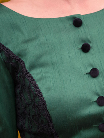 ダークグリーン レトロコスチューム レディース マリーアントワネット コスチューム レース ポリエステル セットトップスカート レトロ ヴィンテージ 衣類