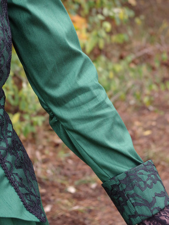 ダークグリーン レトロコスチューム レディース マリーアントワネット コスチューム レース ポリエステル セットトップスカート レトロ ヴィンテージ 衣類