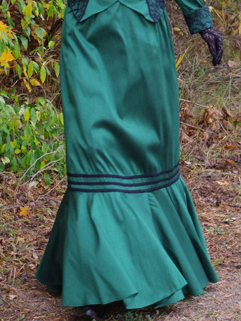 ダークグリーン レトロコスチューム レディース マリーアントワネット コスチューム レース ポリエステル セットトップスカート レトロ ヴィンテージ 衣類