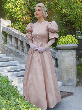 シャンパンカラーシャンパンレトロコスチュームレースポリエステルドレスレディースレトロマリーアントワネットコスチュームチュニックヴィンテージ衣類