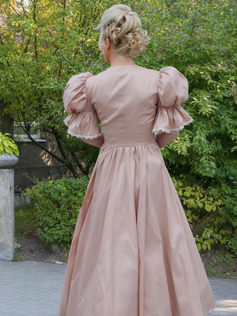 シャンパンレトロコスチュームレースポリエステルドレスレディースレトロマリーアントワネットコスチュームチュニックヴィンテージ衣類