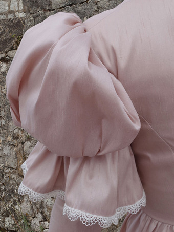 シャンパンレトロコスチュームレースポリエステルドレスレディースレトロマリーアントワネットコスチュームチュニックヴィンテージ衣類