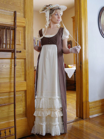 ディープブラウンディープブラウン レトロコスチューム レディース フリル レース ポリエステル マリーアントワネット コスチューム ドレス ウエストコート ウエスタン ヴィンテージ クロージング